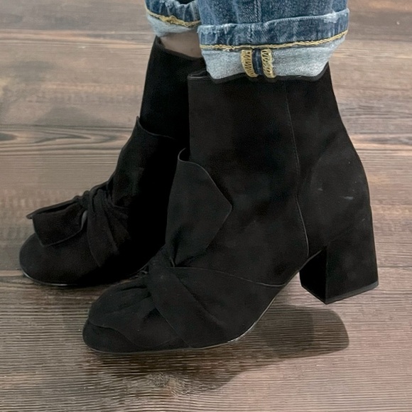 NEW Rebecca Minkoff Suede Lara Bow Boot Black bow detail - Picture 9 of 13